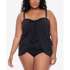 NWT Ralph Lauren BLACK Plus Size Bandeau Tummy-control One-piece Swimsuit US 18